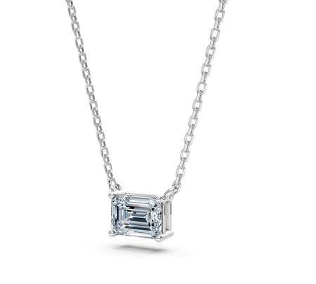 2.00ct East-West Emerald Cut Lab-Grown Diamond Solitaire Necklace
