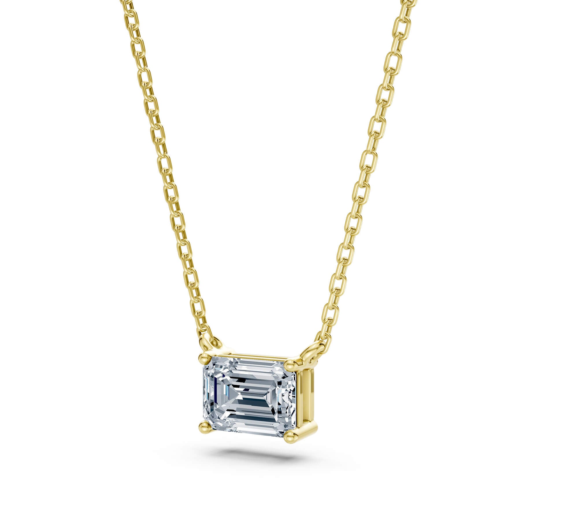2.00ct East-West Emerald Cut Lab-Grown Diamond Solitaire Necklace