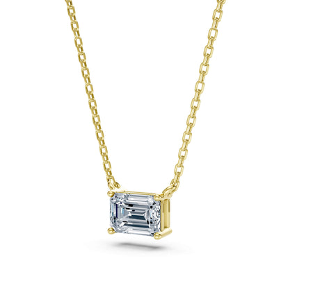 2.00ct East-West Emerald Cut Lab-Grown Diamond Solitaire Necklace