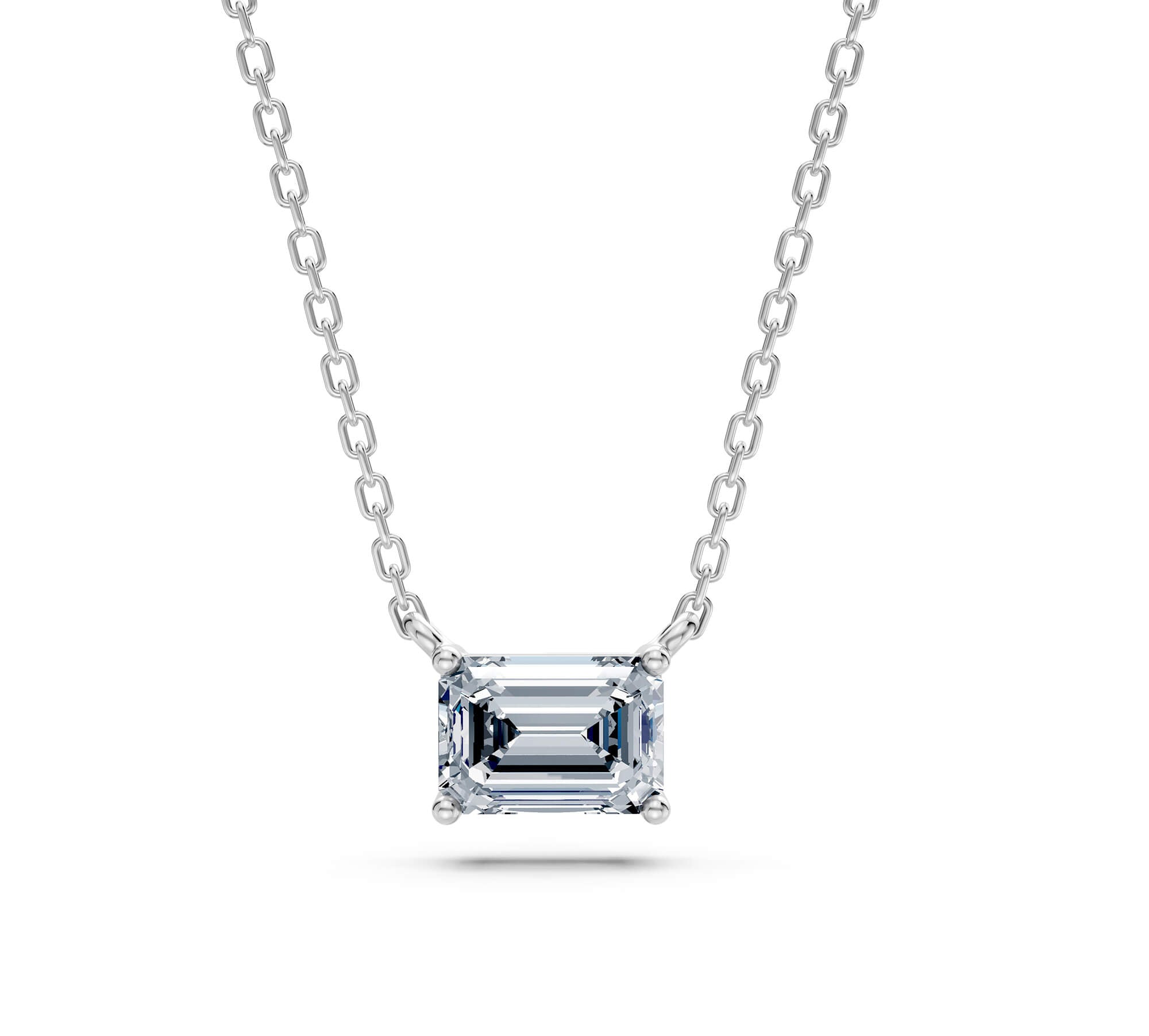2.00ct East-West Emerald Cut Lab-Grown Diamond Solitaire Necklace