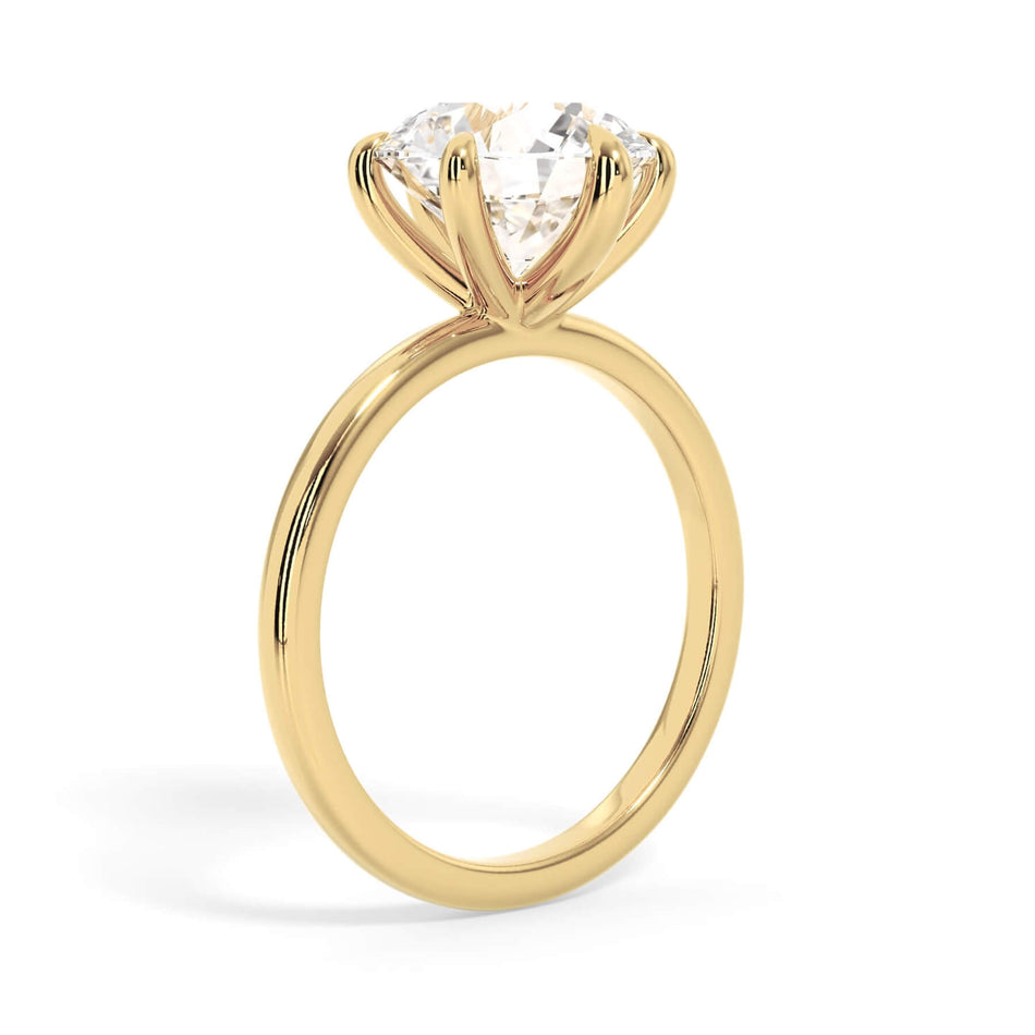 Classic Solitaire Engagement Ring Setting with 6 Prongs