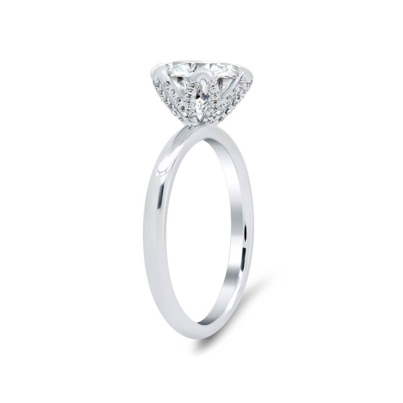 Finger Tiffany Setting Pave Diamond Pave Tulip Basket Engagement