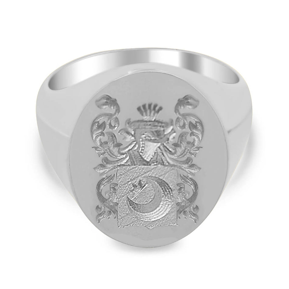 Men's Oval Signet Ring - Large - CAD Designed Family Crest / Logo