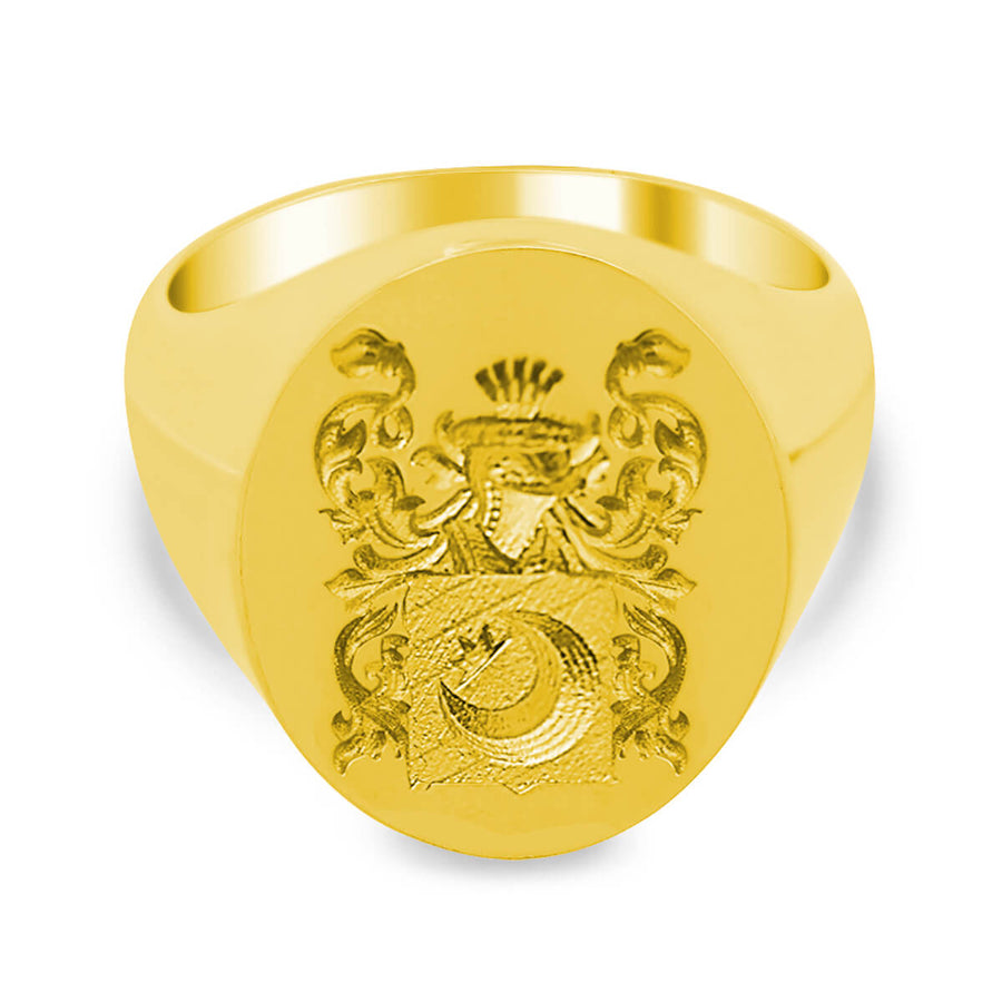 Men's Oval Signet Ring - Large - CAD Designed Family Crest / Logo