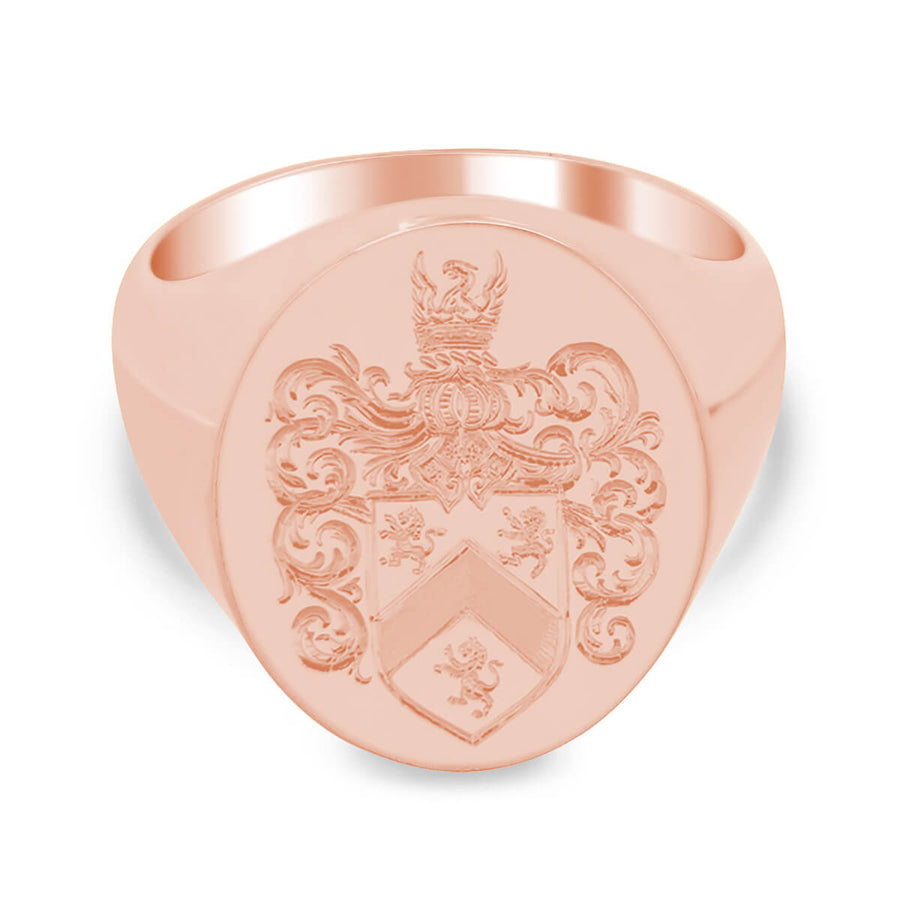 Men's Oval Signet Ring - Large - Hand Engraved Family Crest / Logo