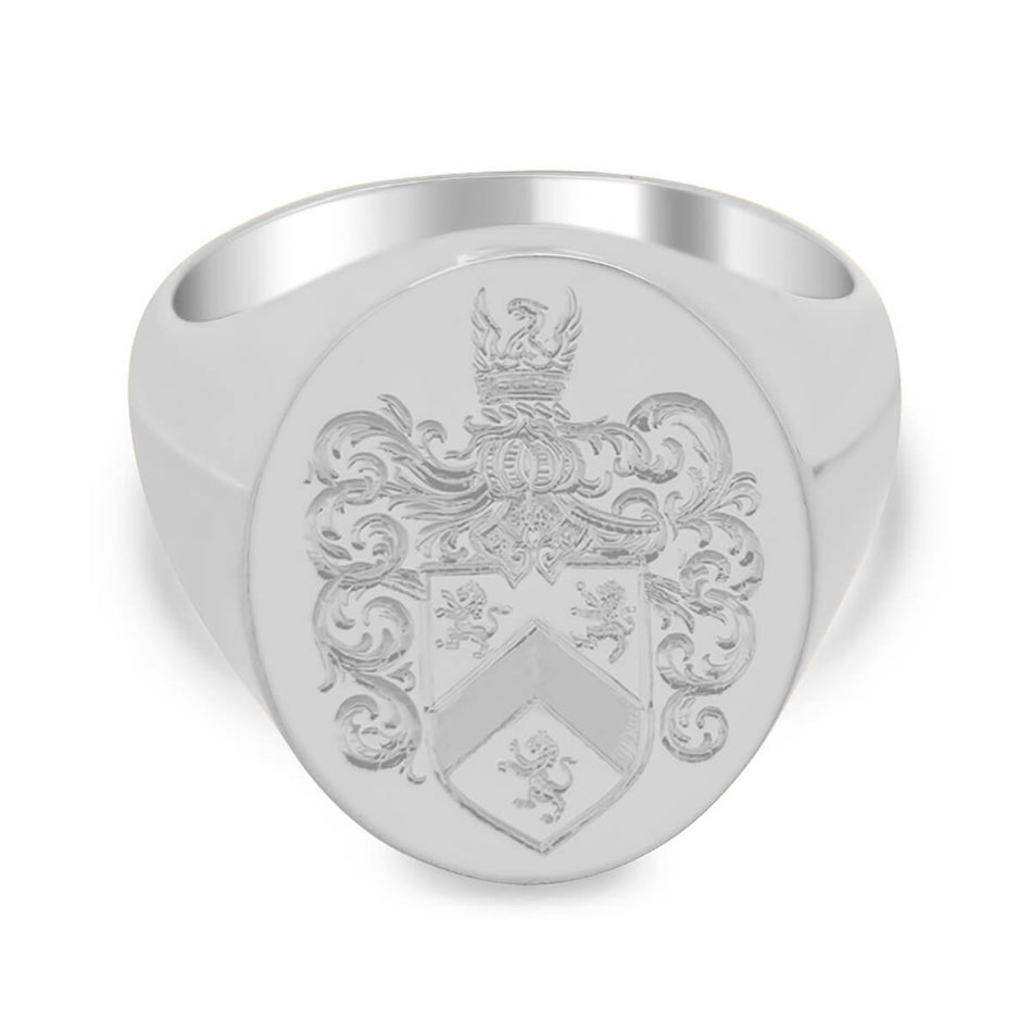 Men's Oval Signet Ring - Large - Hand Engraved Family Crest / Logo