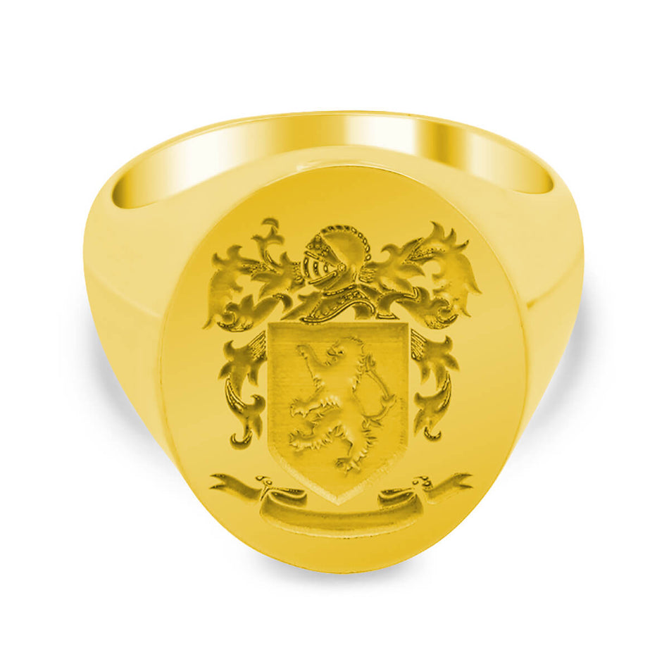 Men's Oval Signet Ring - Large - Laser Engraved Family Crest / Logo