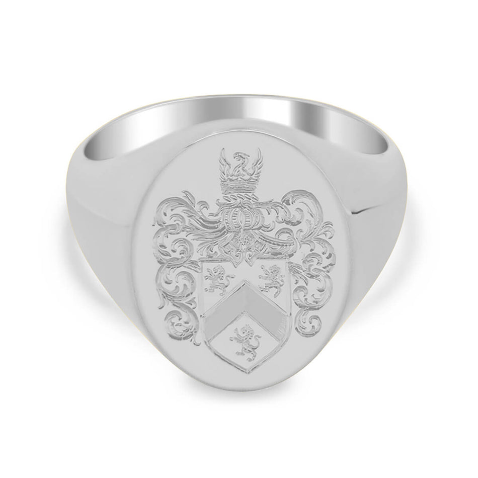 Men's Oval Signet Ring - Medium - Hand Engraved Family Crest / Logo