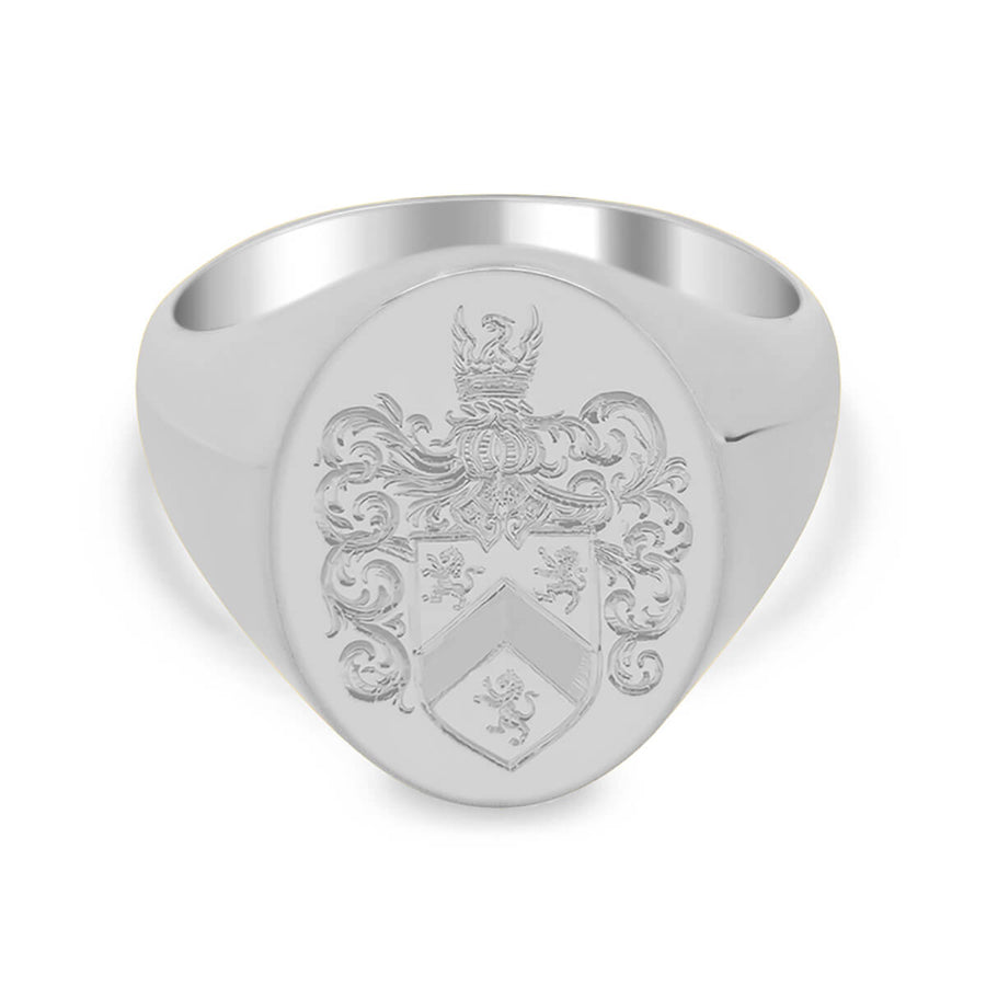 Men's Oval Signet Ring - Medium - Hand Engraved Family Crest / Logo