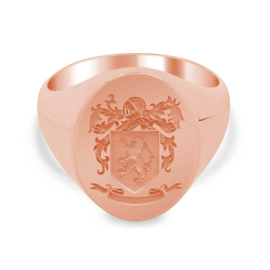 Men's Oval Signet Ring - Medium - Laser Engraved Family Crest / Logo