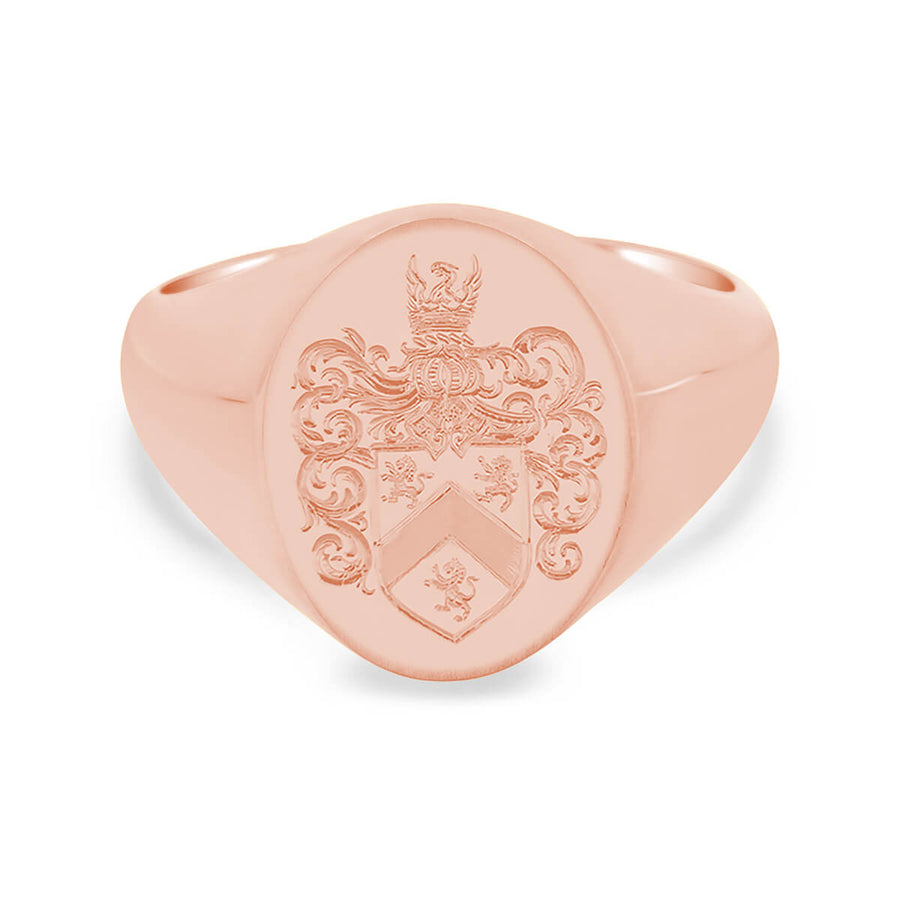 Men's Oval Signet Ring - Small - Hand Engraved Family Crest / Logo