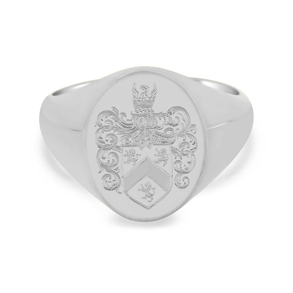 Men's Oval Signet Ring - Small - Hand Engraved Family Crest / Logo