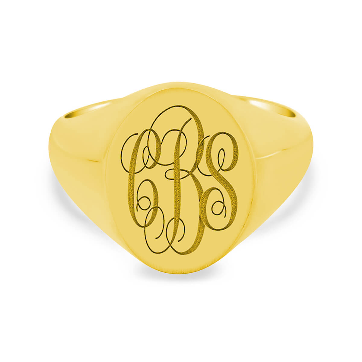 Men's Oval Signet Ring - Small - Laser Engraved Script Monogram – deBebians