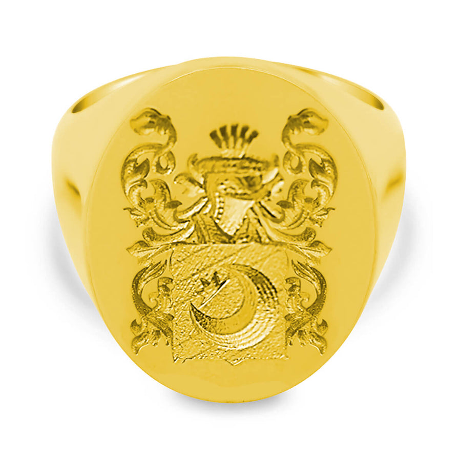 Men's Oval Signet Ring - Extra Large - CAD Designed Family Crest / Logo