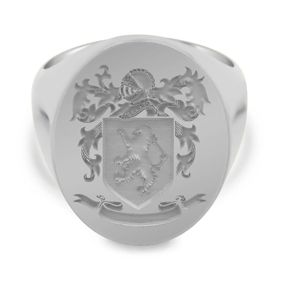 Men's Oval Signet Ring - Extra Large - Laser Engraved Family Crest / Logo