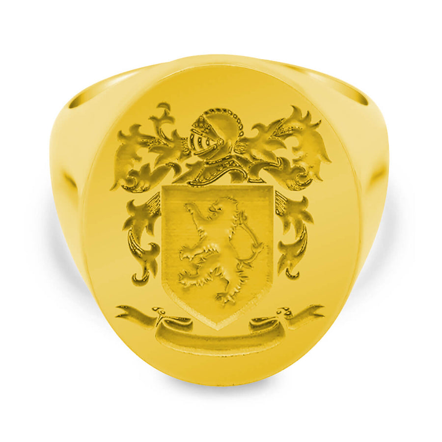 Men's Oval Signet Ring - Extra Large - Laser Engraved Family Crest / Logo