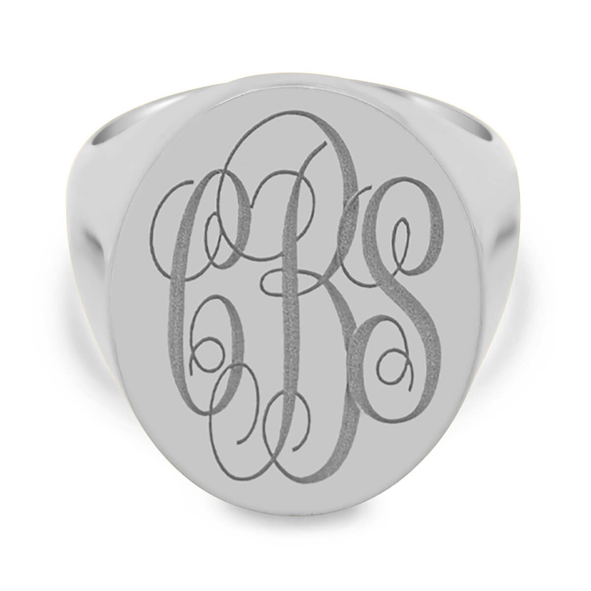 Men's Oval Signet Ring - Extra Large - Laser Engraved Script Monogram ...
