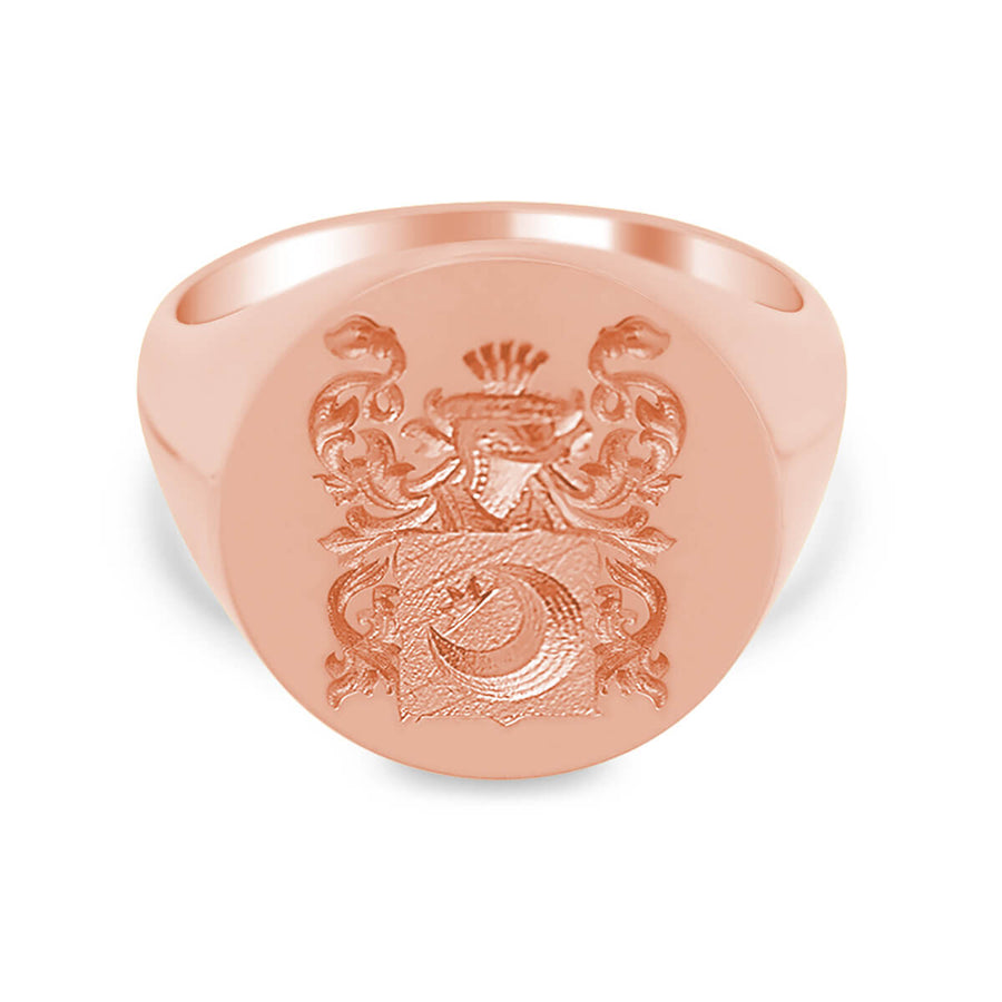 Men's Round Signet Ring - Large - CAD Designed Family Crest / Logo