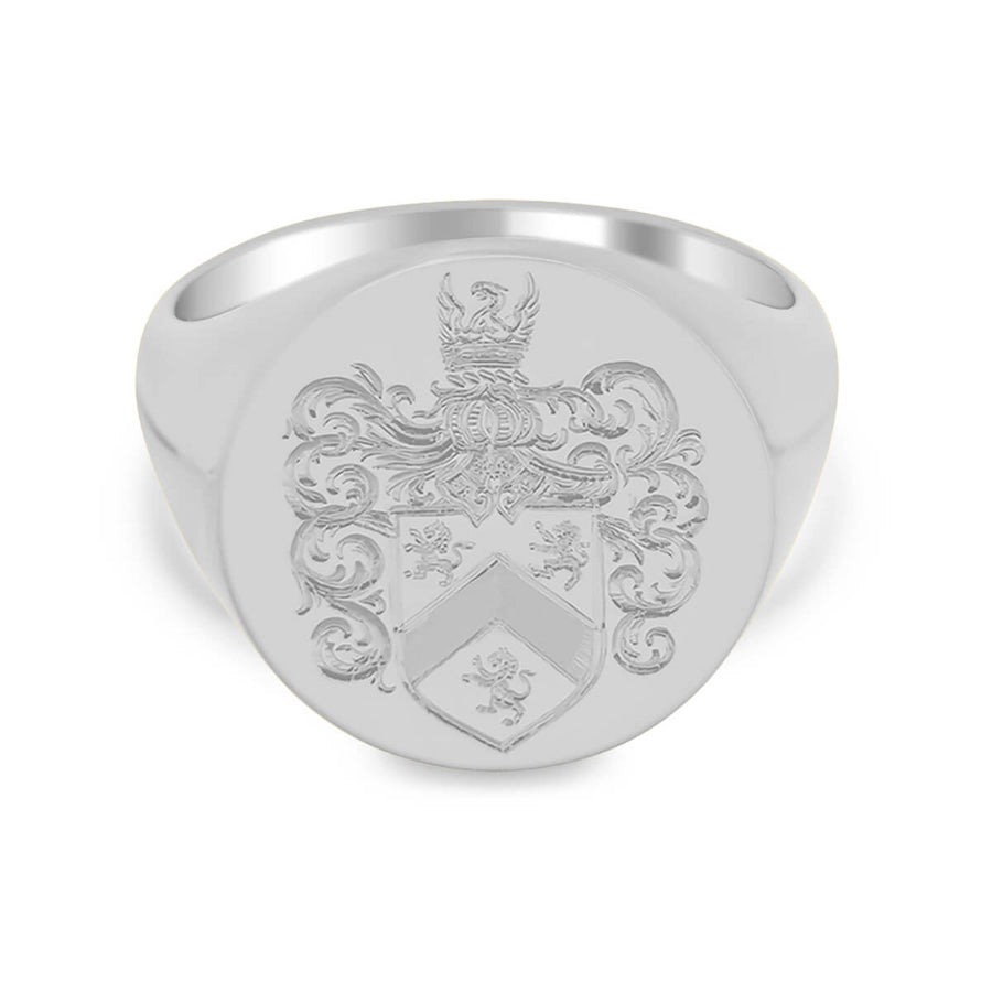 Men's Round Signet Ring - Large - Hand Engraved Family Crest / Logo