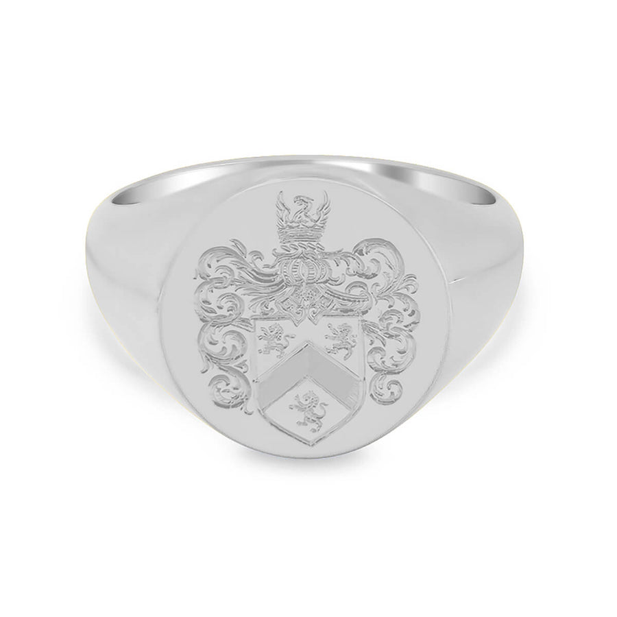 Men's Round Signet Ring - Medium - Hand Engraved Family Crest / Logo