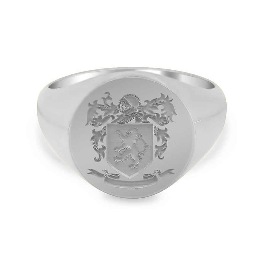 Men's Round Signet Ring - Medium - Laser Engraved Family Crest / Logo
