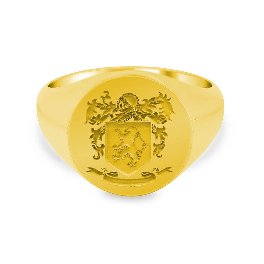 Men's Round Signet Ring - Medium - Laser Engraved Family Crest / Logo