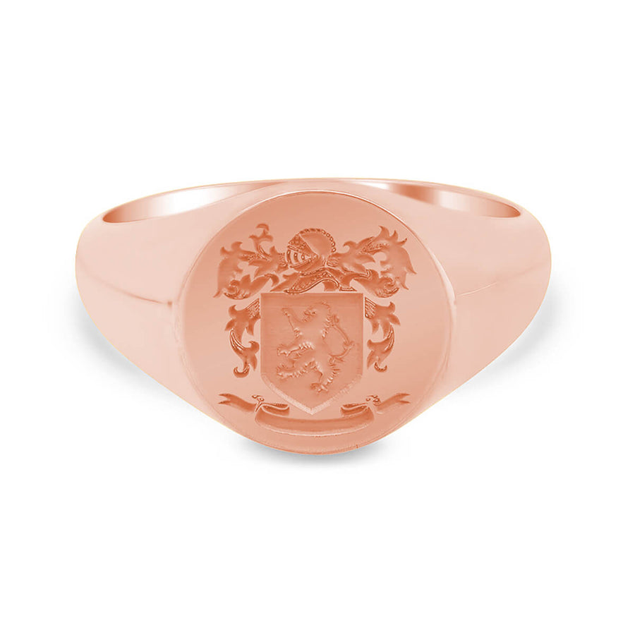 Men's Round Signet Ring - Small - Laser Engraved Family Crest / Logo