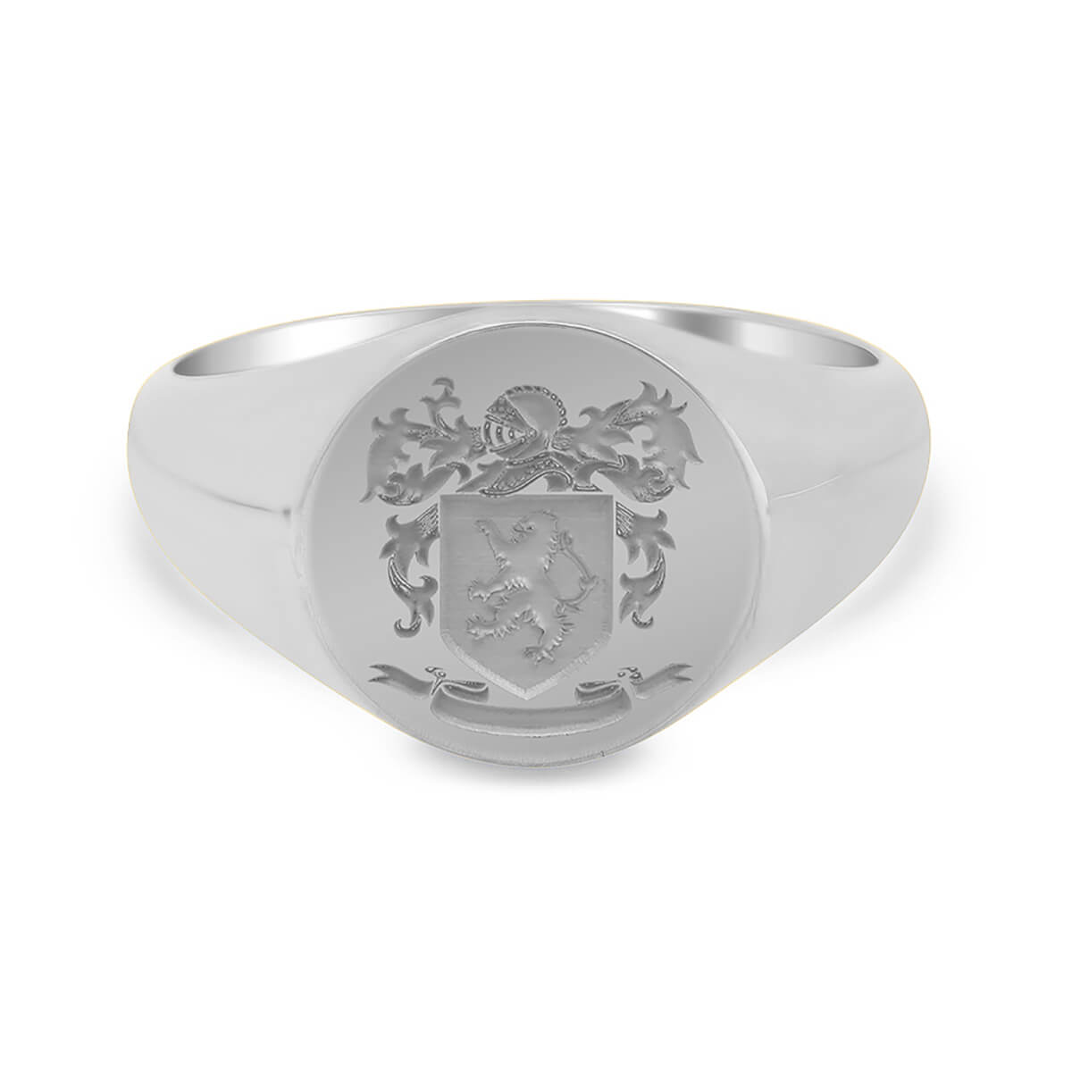 Men's Round Signet Ring - Small - Laser Engraved Family Crest / Logo ...