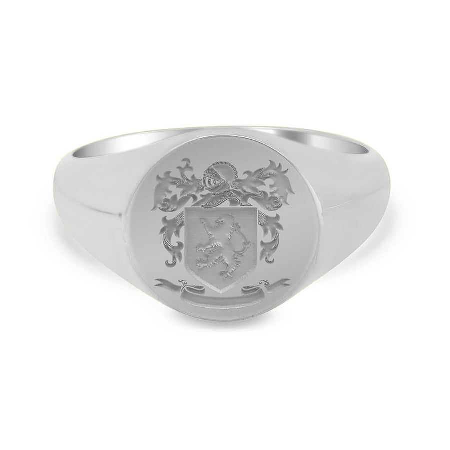 Men's Round Signet Ring - Small - Laser Engraved Family Crest / Logo