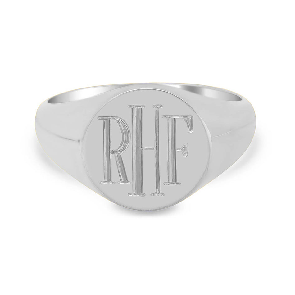 Men's Round Signet Ring - Small - Hand Engraved Roman Monogram