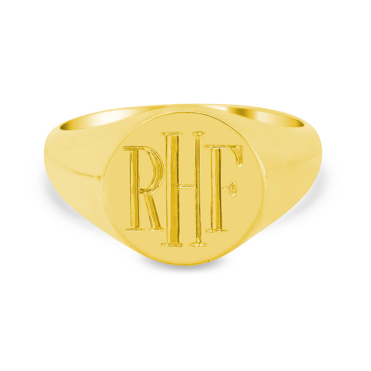 Men's Round Ring Small Hand Engraved Roman Monogram deBebians