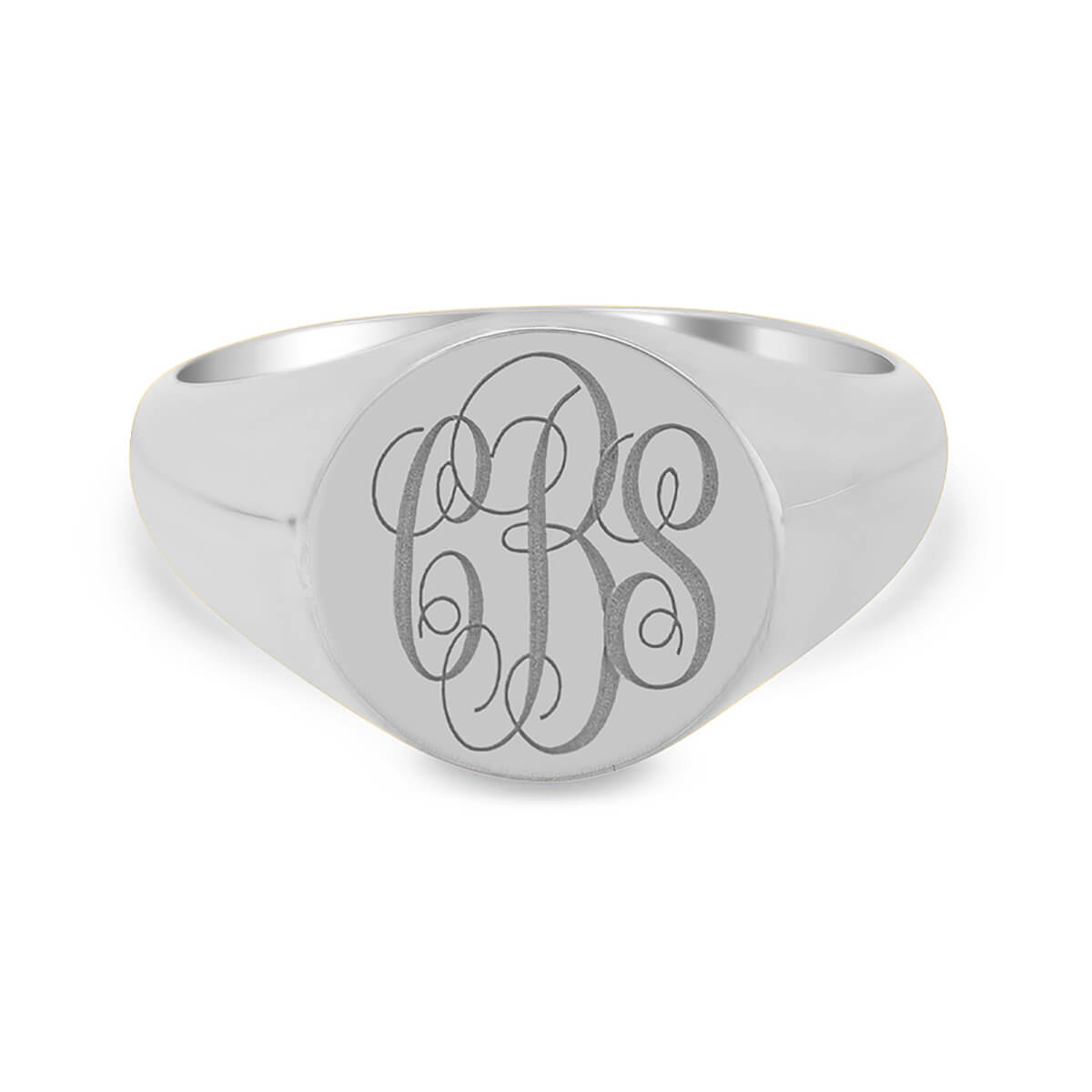 Men's Round Signet Ring - Small - Laser Engraved Script Monogram ...