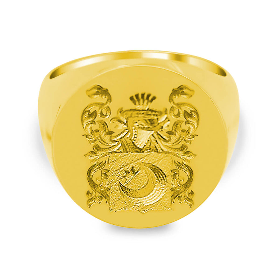 Men's Round Signet Ring - Extra Large - CAD Designed Family Crest / Logo