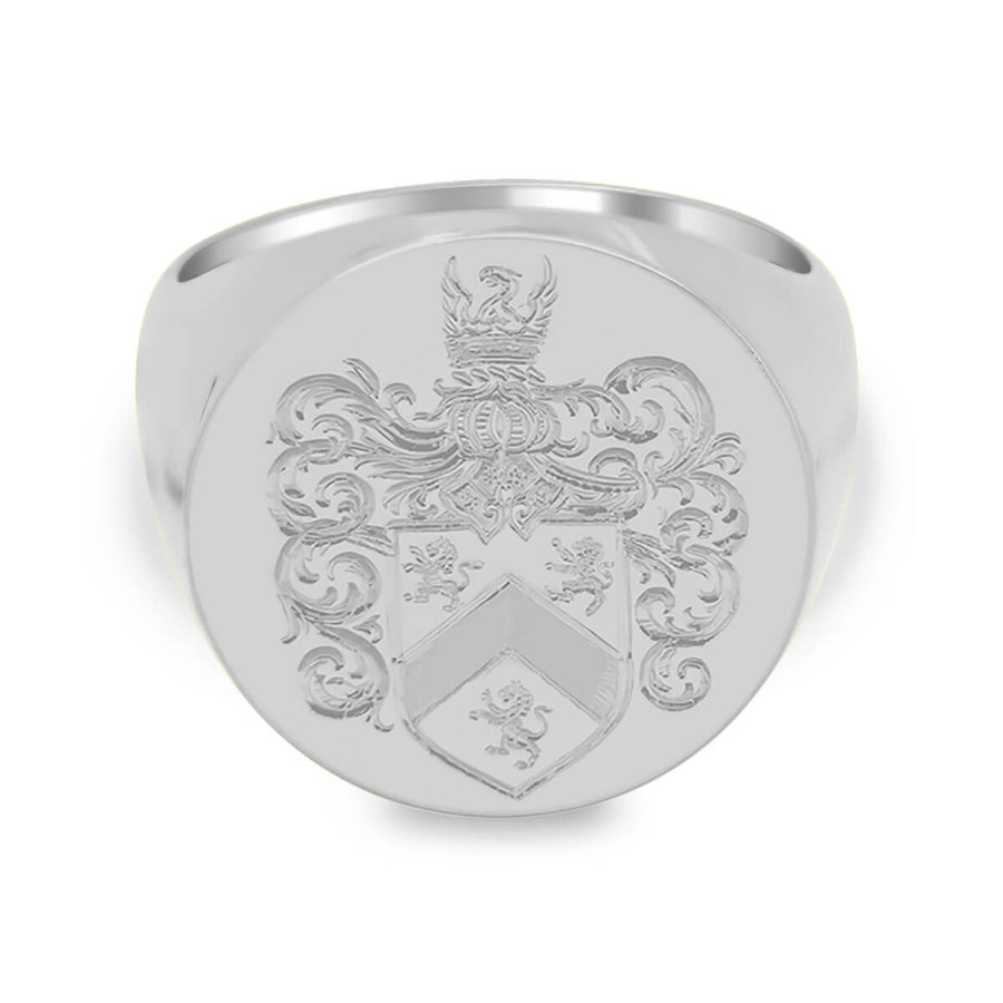 Men's Round Signet Ring - Extra Large - Hand Engraved Family Crest / Logo