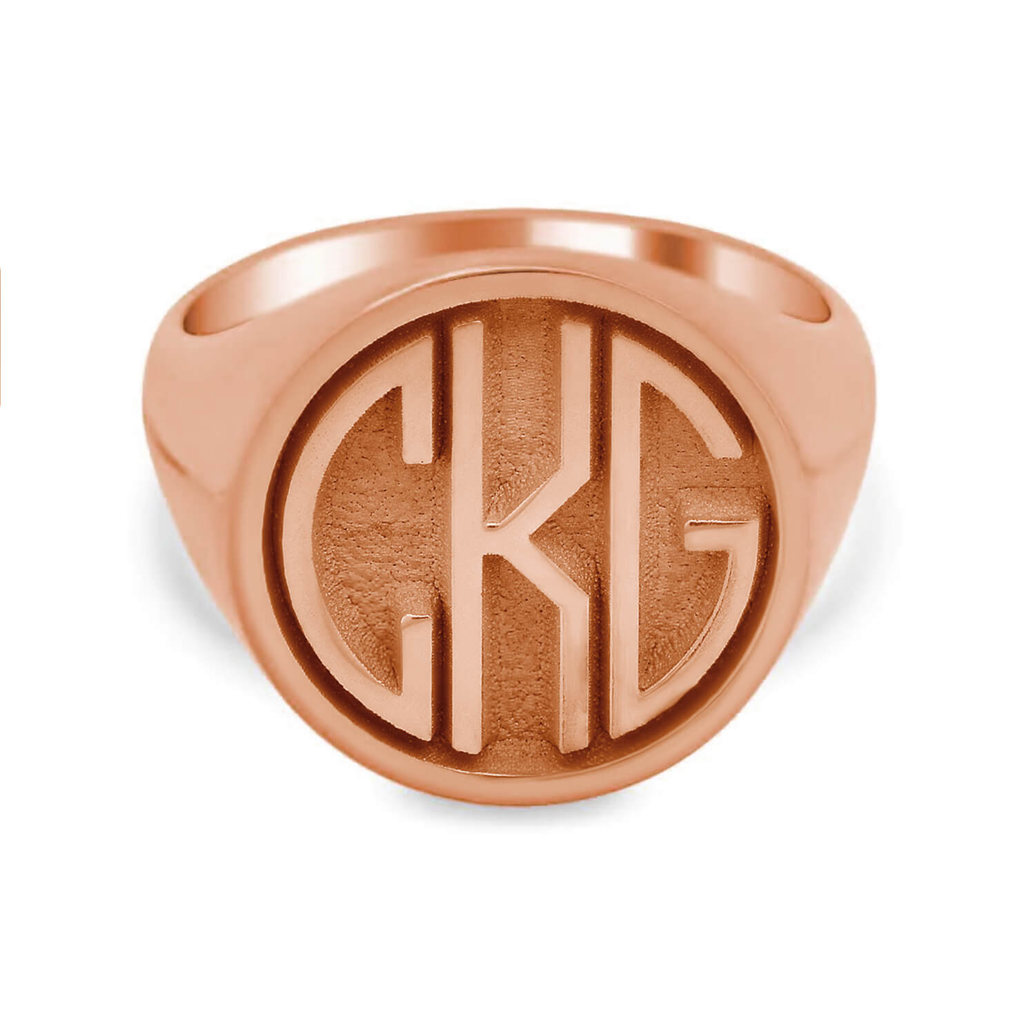 TIONEER Men's Stainless Steel Royal Monogram Initial Striped Black Signet Ring – Size 7