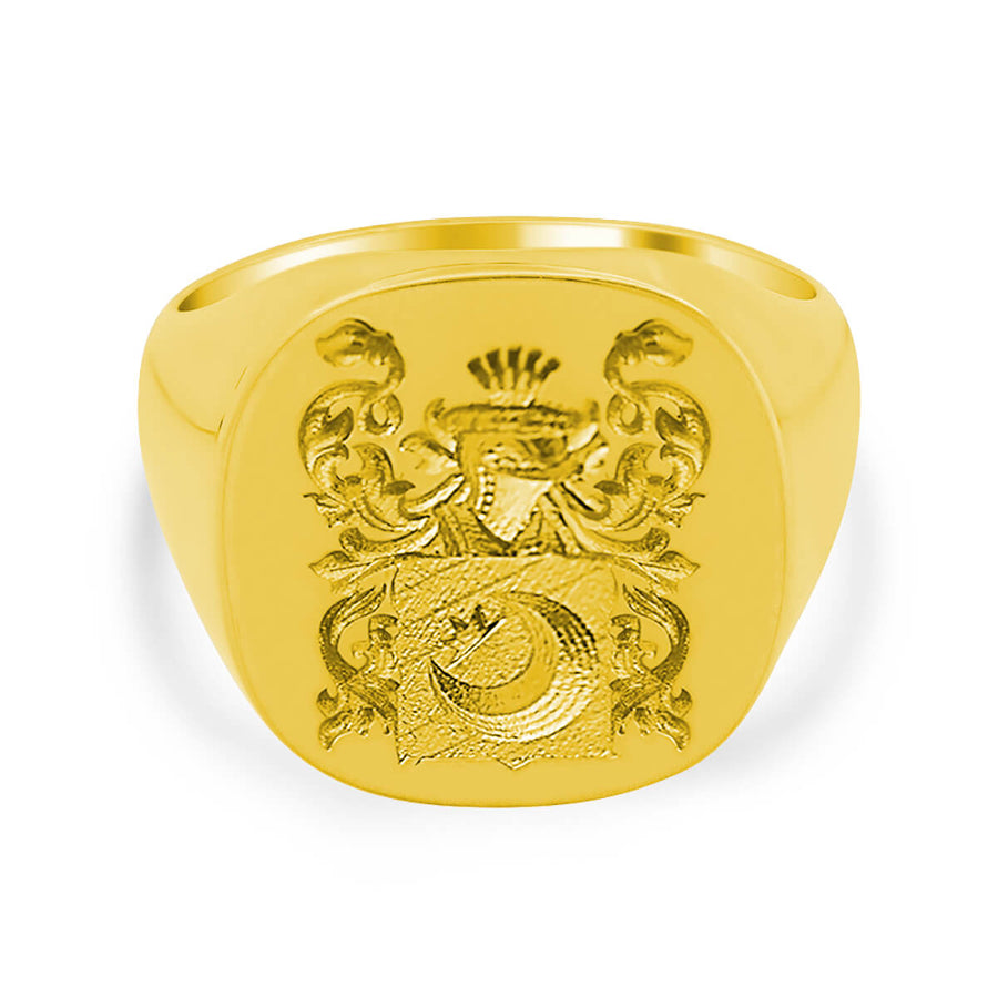Men's Square Signet Ring - Large - CAD Designed Family Crest / Logo