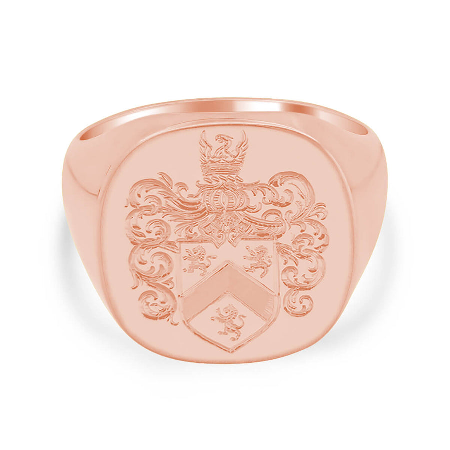 Men's Square Signet Ring - Large - Hand Engraved Family Crest / Logo