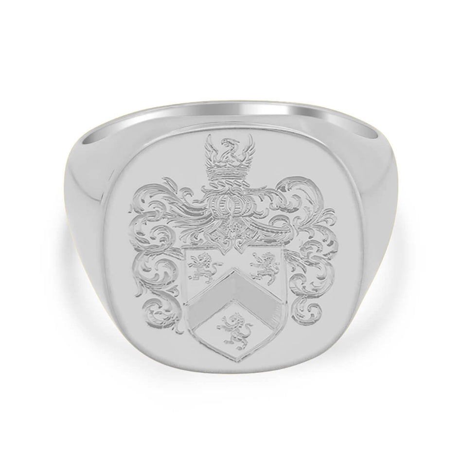 Men's Square Signet Ring - Large - Hand Engraved Family Crest / Logo