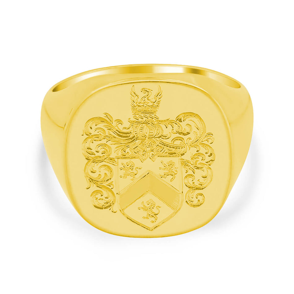 Men's Square Signet Ring - Large - Hand Engraved Family Crest / Logo