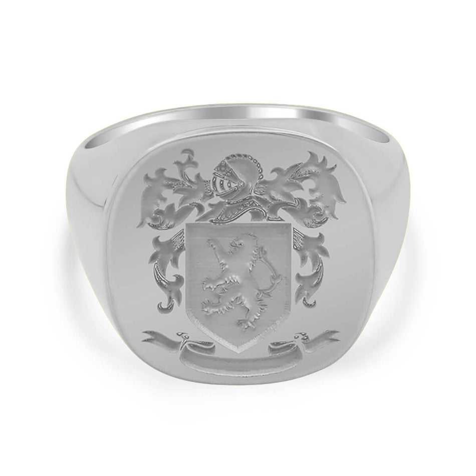 Men's Square Signet Ring - Large - Laser Engraved Family Crest / Logo