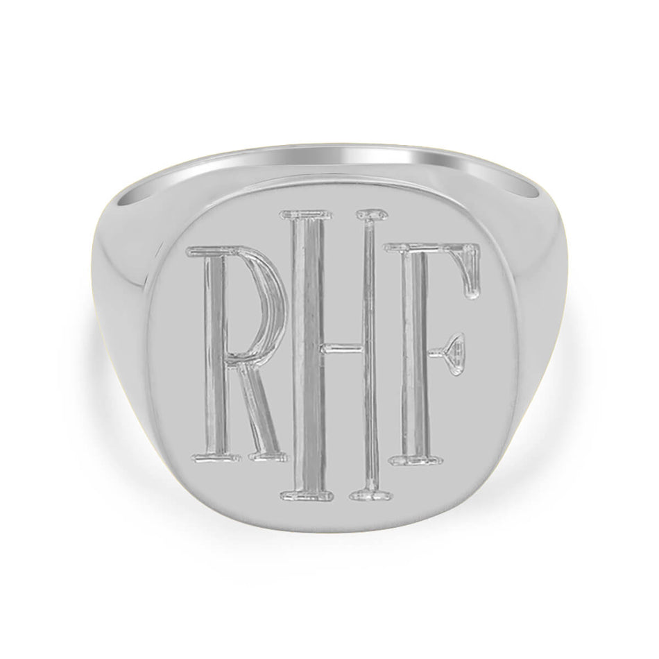 Men's Square Signet Ring - Large - Hand Engraved Roman Monogram