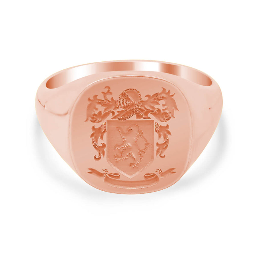 Men's Square Signet Ring - Medium - Laser Engraved Family Crest / Logo