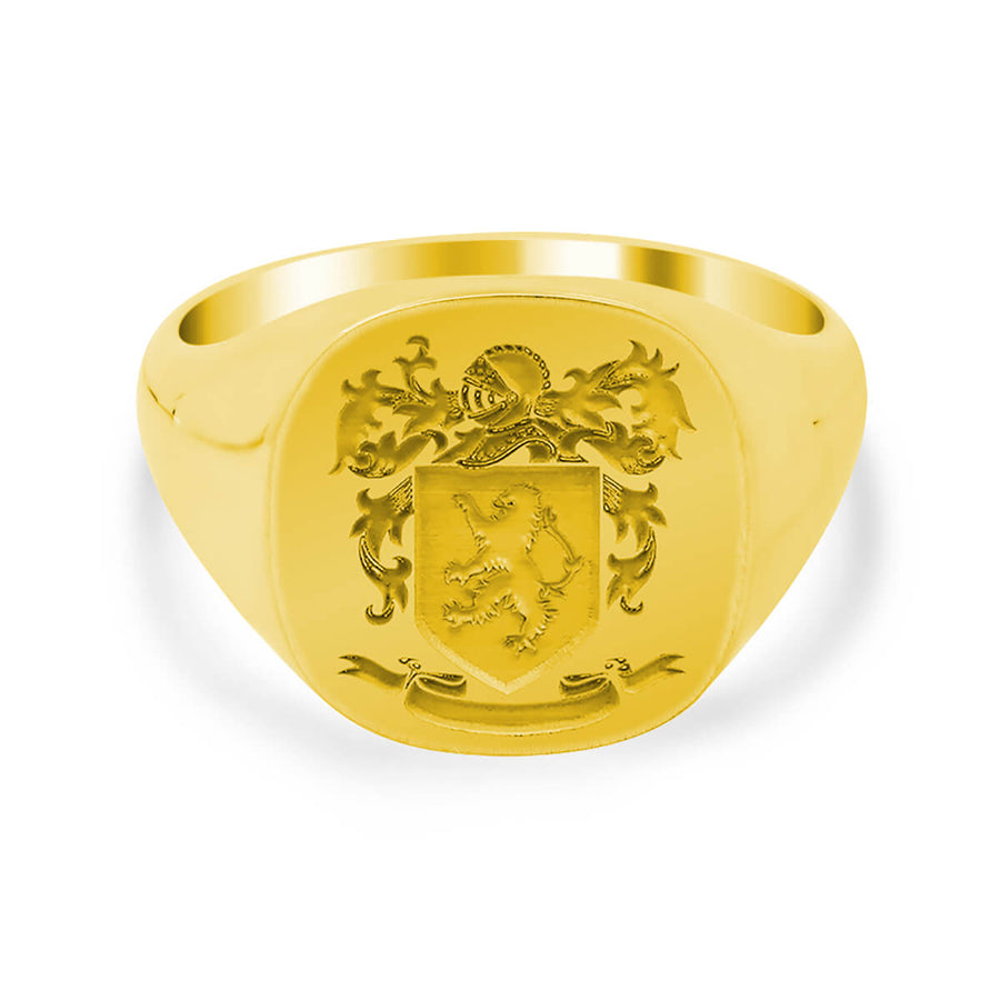 Men's Square Signet Ring - Medium - Laser Engraved Family Crest / Logo