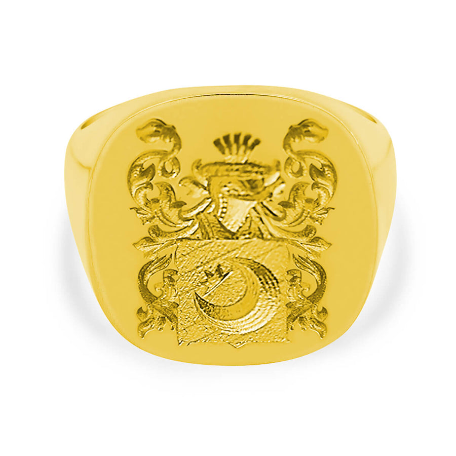 Men's Square Signet Ring - Extra Large - CAD Designed Family Crest / Logo