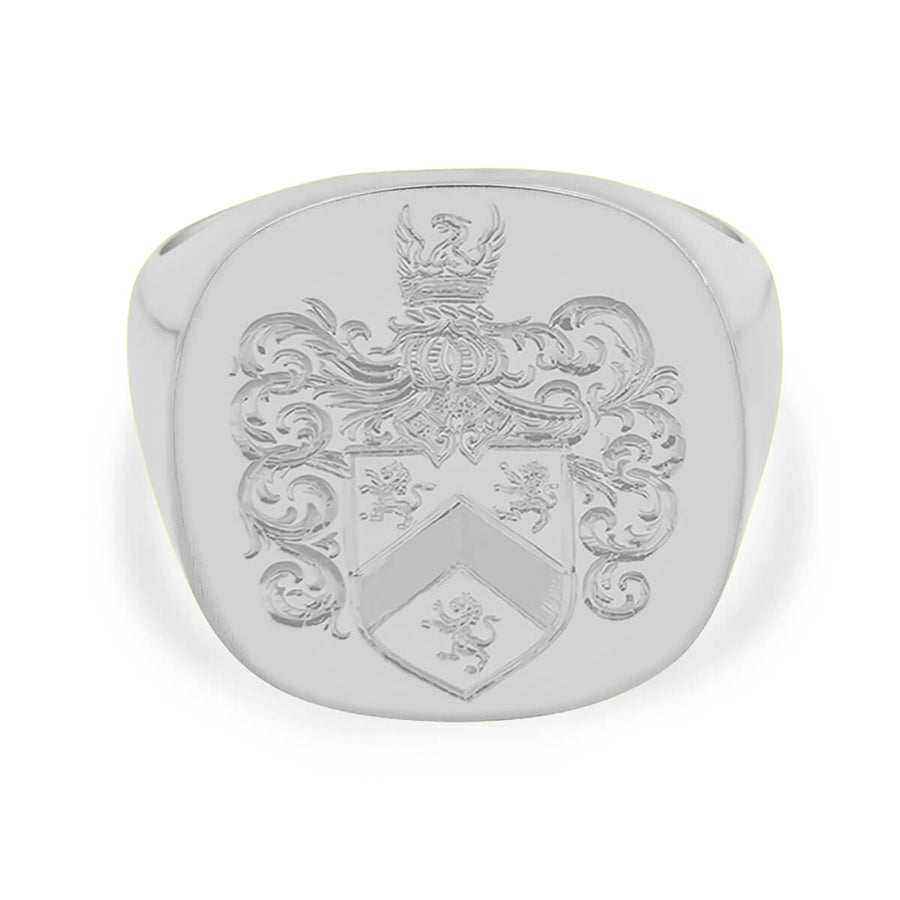 Men's Square Signet Ring - Extra Large - Hand Engraved Family Crest / Logo