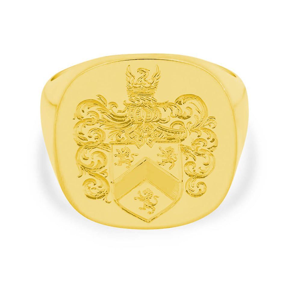 Men's Square Signet Ring - Extra Large - Hand Engraved Family Crest / Logo