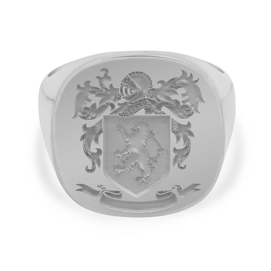 Men's Square Signet Ring - Extra Large - Laser Engraved Family Crest / Logo