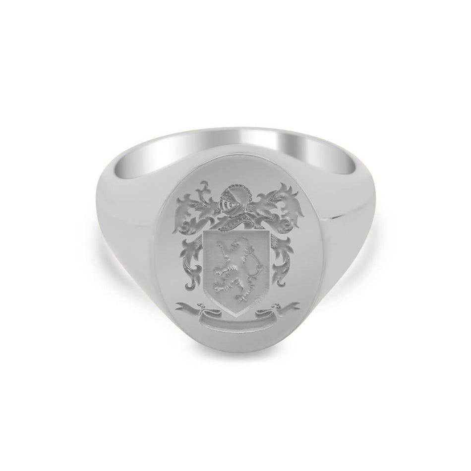 Women's Oval Signet Ring - Large - Laser Engraved Family Crest / Logo