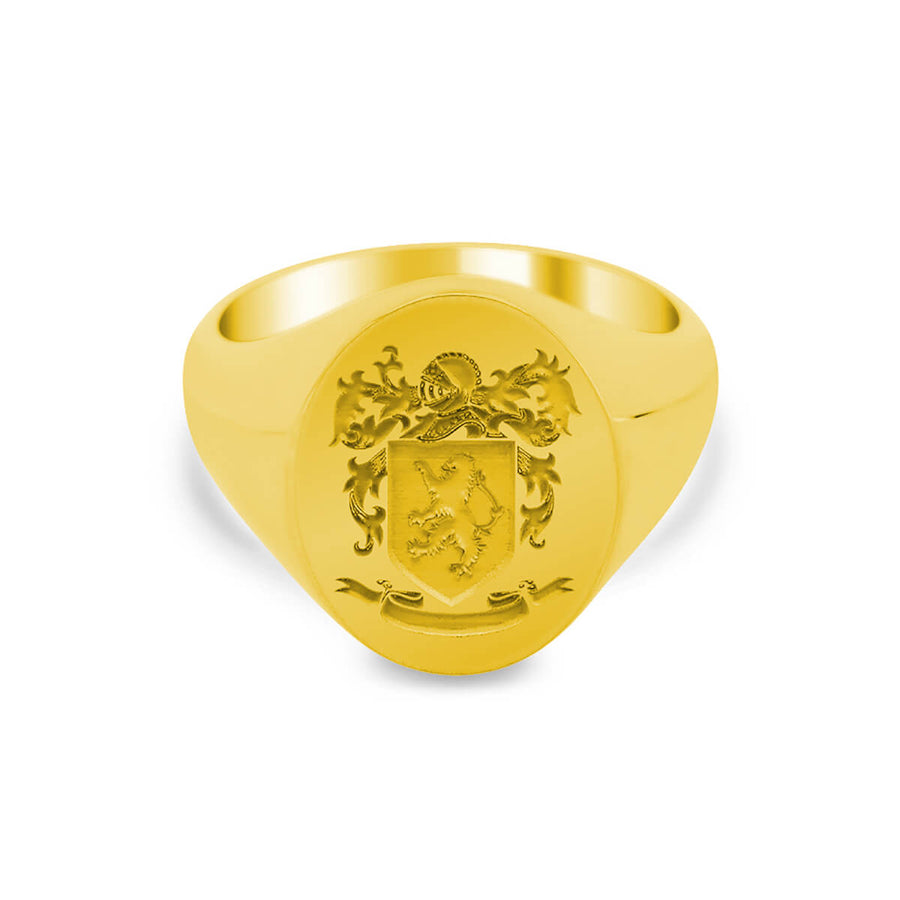 Women's Oval Signet Ring - Large - Laser Engraved Family Crest / Logo