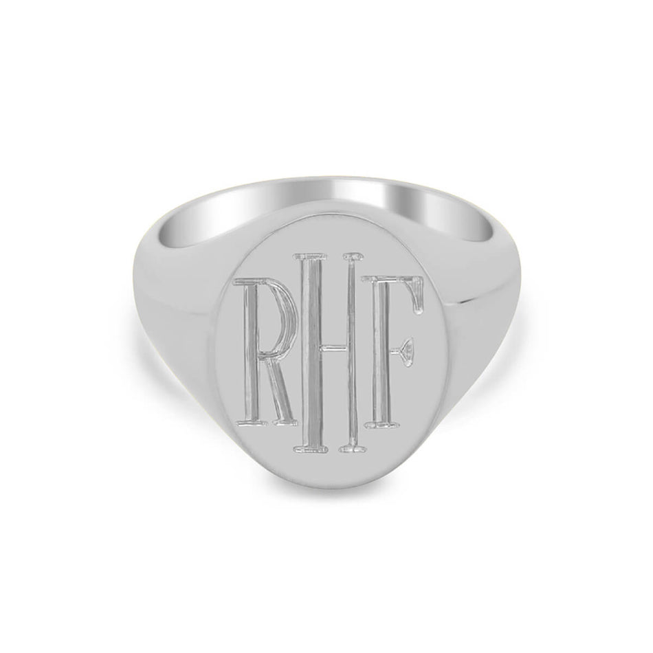 Women's Oval Signet Ring - Large - Hand Engraved Roman Monogram